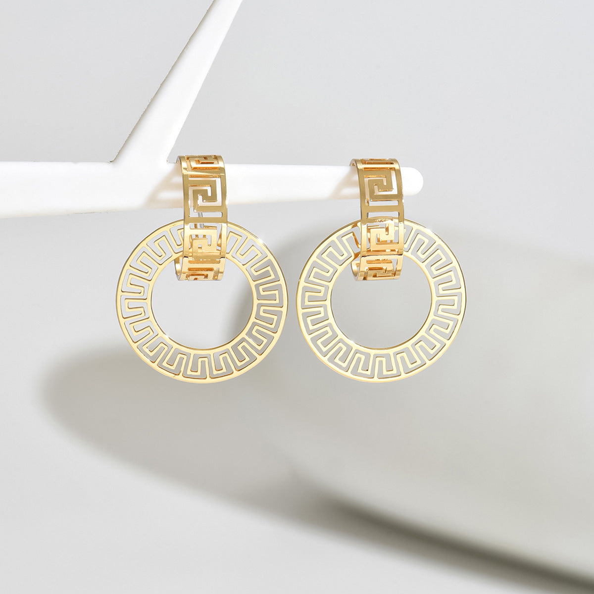 Fashion Personality Hollow Geometry Eardrops Palace Style Entry Lux Earrings
