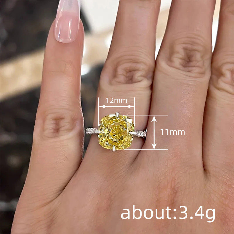 Women's Shi Elegant Korean Imitation Citrine Wax Inlaid Square Ring