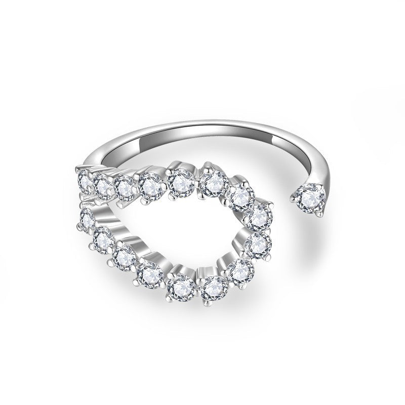 Minimalist Stackable Moissanite Band Ring – White Gold Plated Sterling Silver, 0.78ct D-E Color