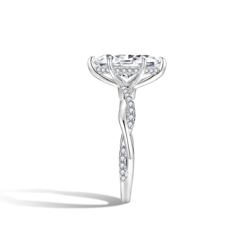 Marquise Moissanite Engagement Ring Set – 2 Carat Brilliant Cut, 3EX Precision, Sterling Silver