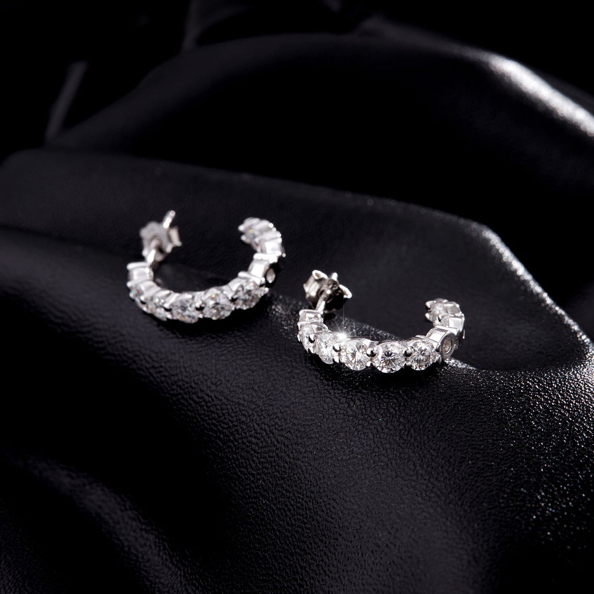 C-Shape D-Color VVS1 Moissanite Hook Earrings in Sterling Silver