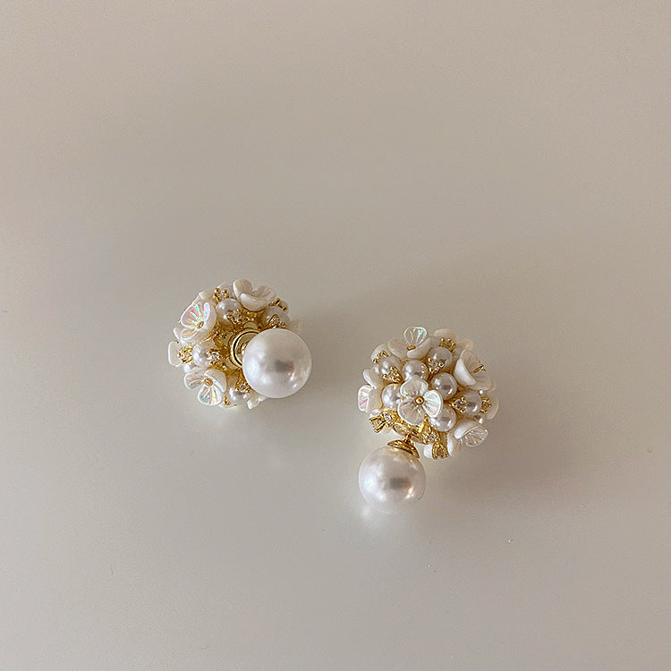 French Style Vintage Shell Flower Pearl Ball Super Rings