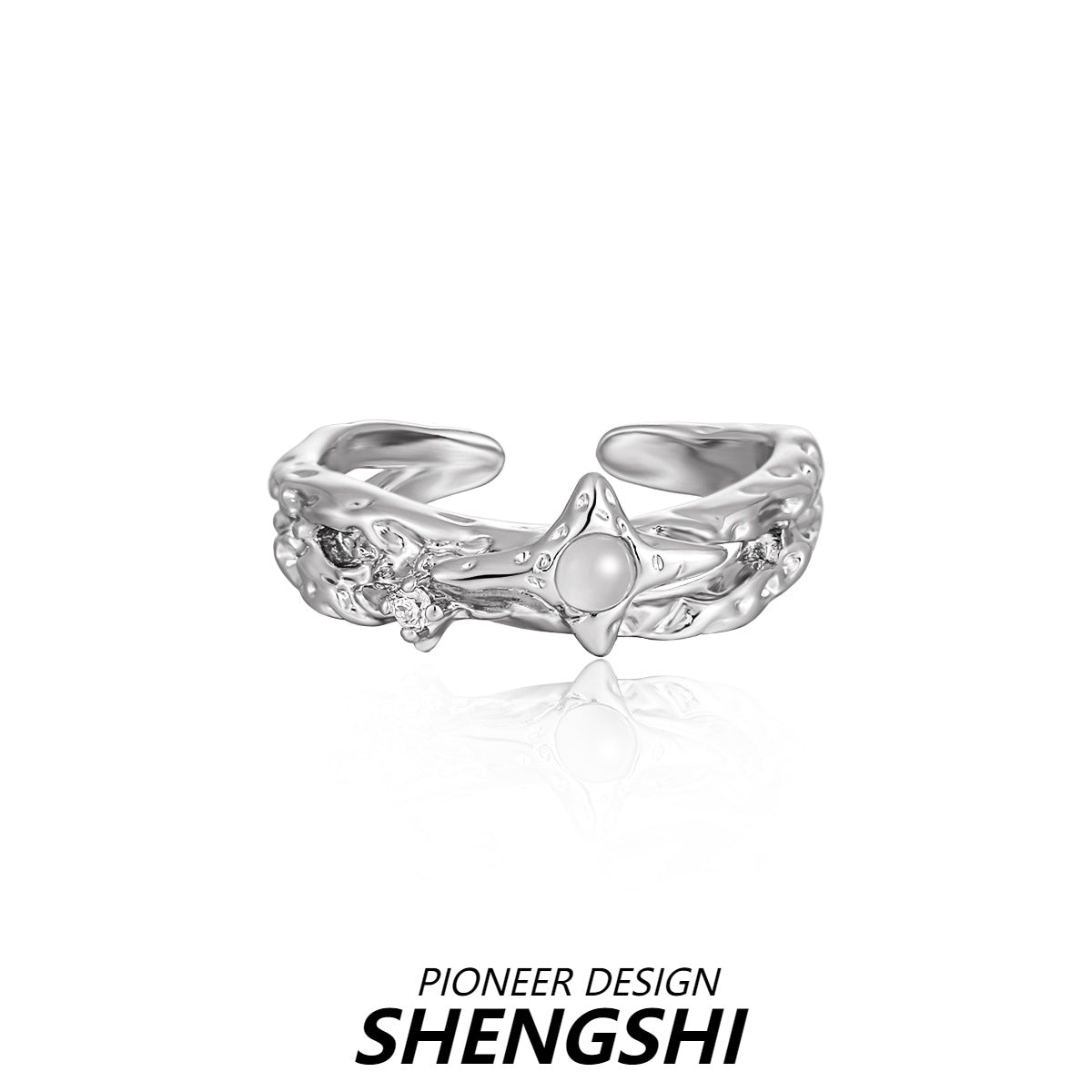 Women's Five-pointed Star Inlaid Super Flash Zircon Sweet Cool Elegant Exquisite Rings
