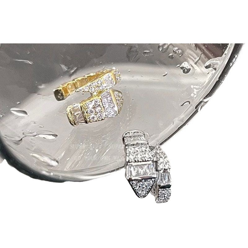 Sparkling Full Rhinestone Snake-shaped Bone High-grade Earrings