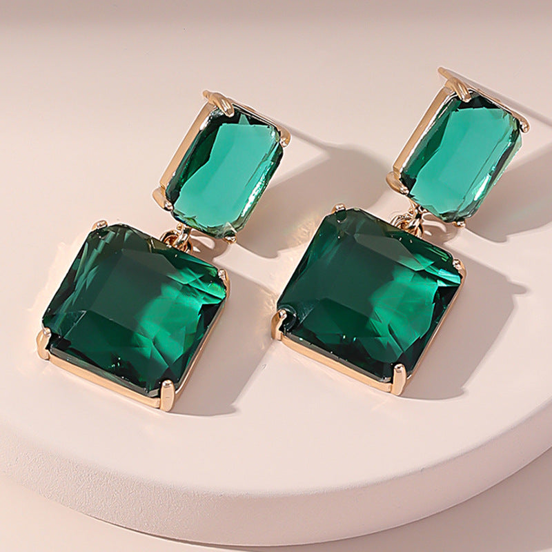 Geometric Square Artificial Glass Crystal Holiday Party Birthday Gift Rings