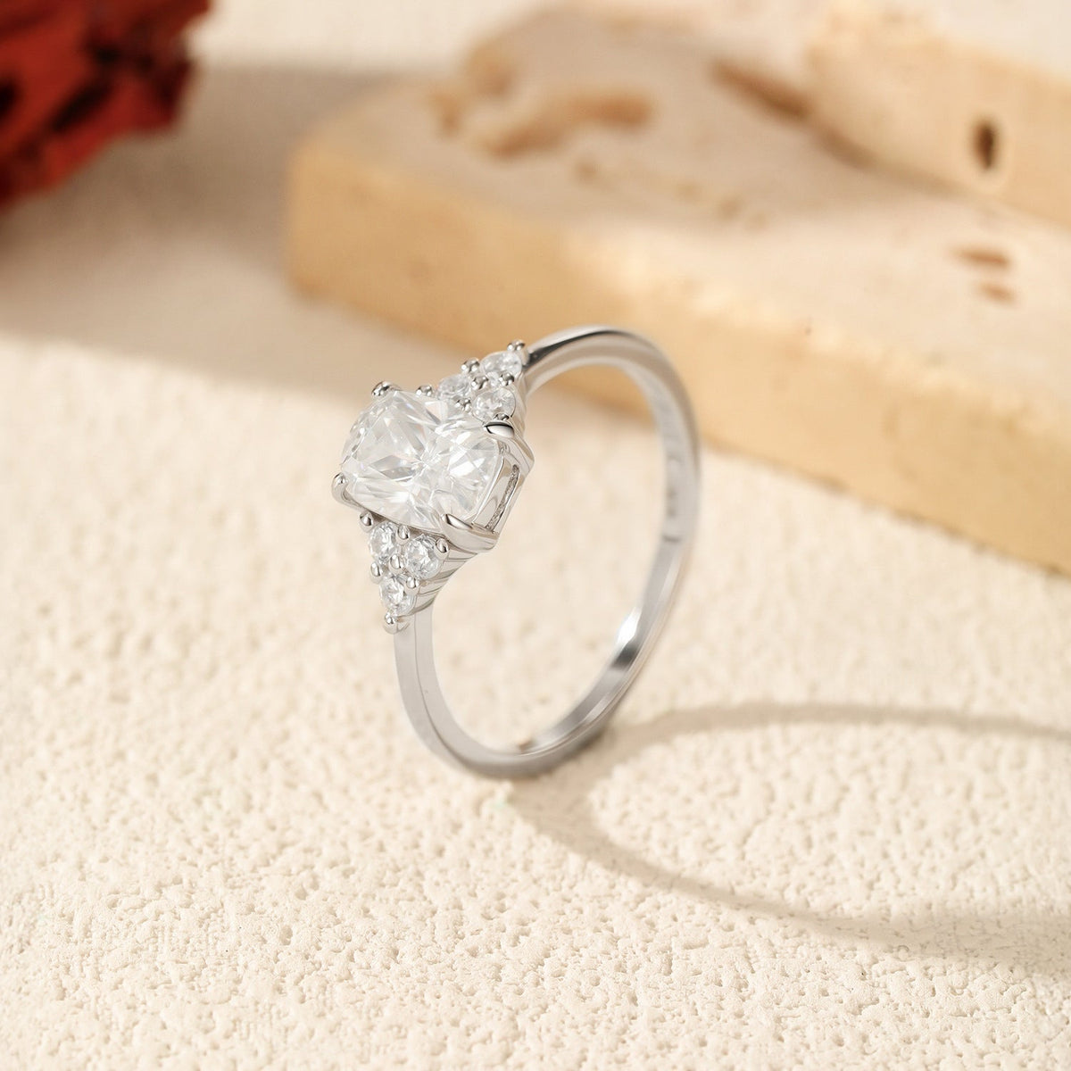 Geometric D-Color VVS1 Moissanite-Embellished Sterling Silver Engagement Ring for Women