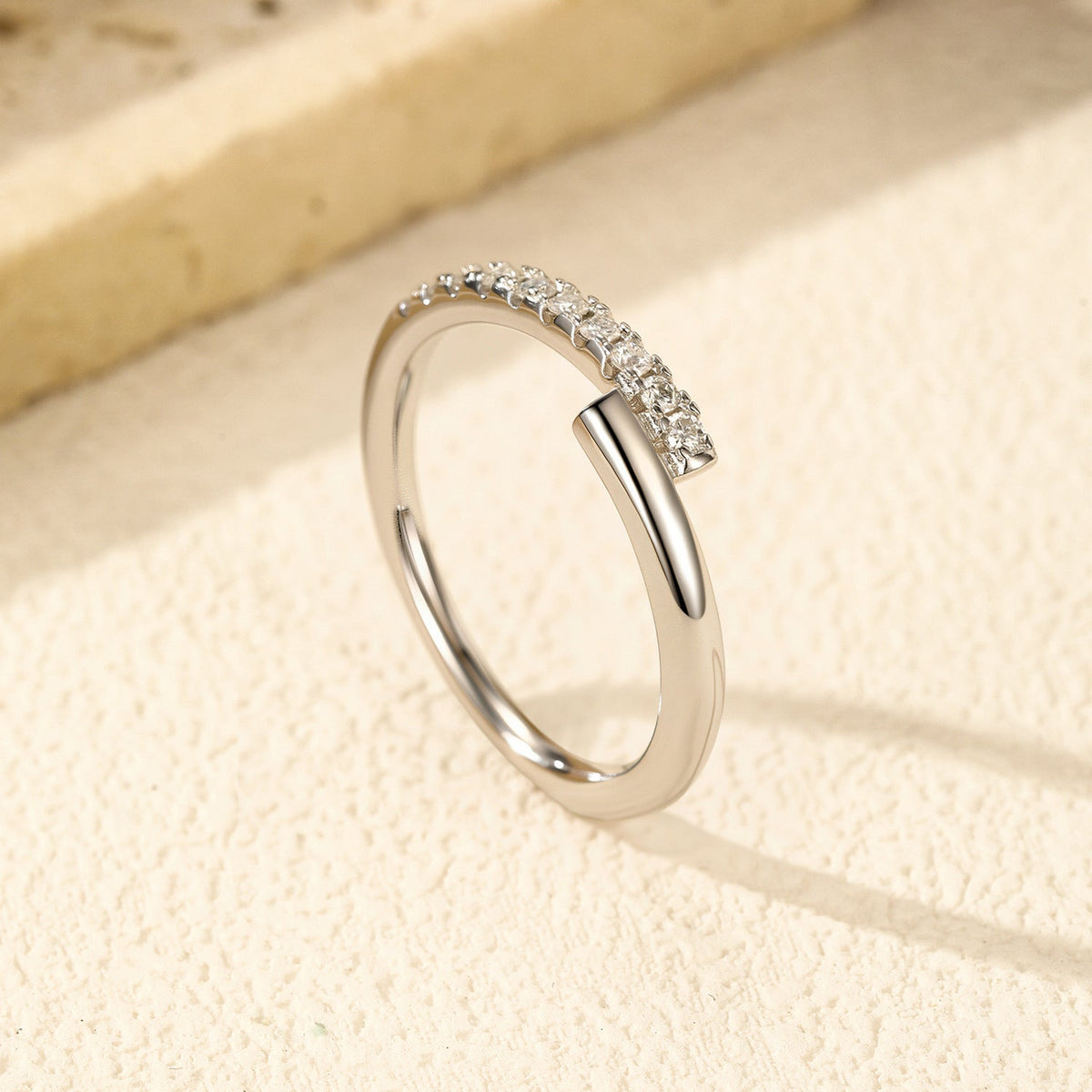 Minimalist Stackable D-Color VVS1 Moissanite Engagement Ring in Sterling Silver – Modern Everyday Band