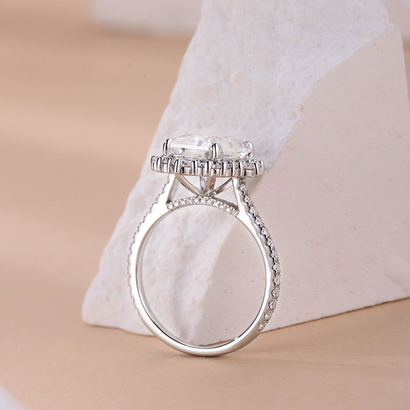 4-Carat D-Color VVS1 Moissanite Solitaire Engagement Ring in White Gold-Plated Sterling Silver