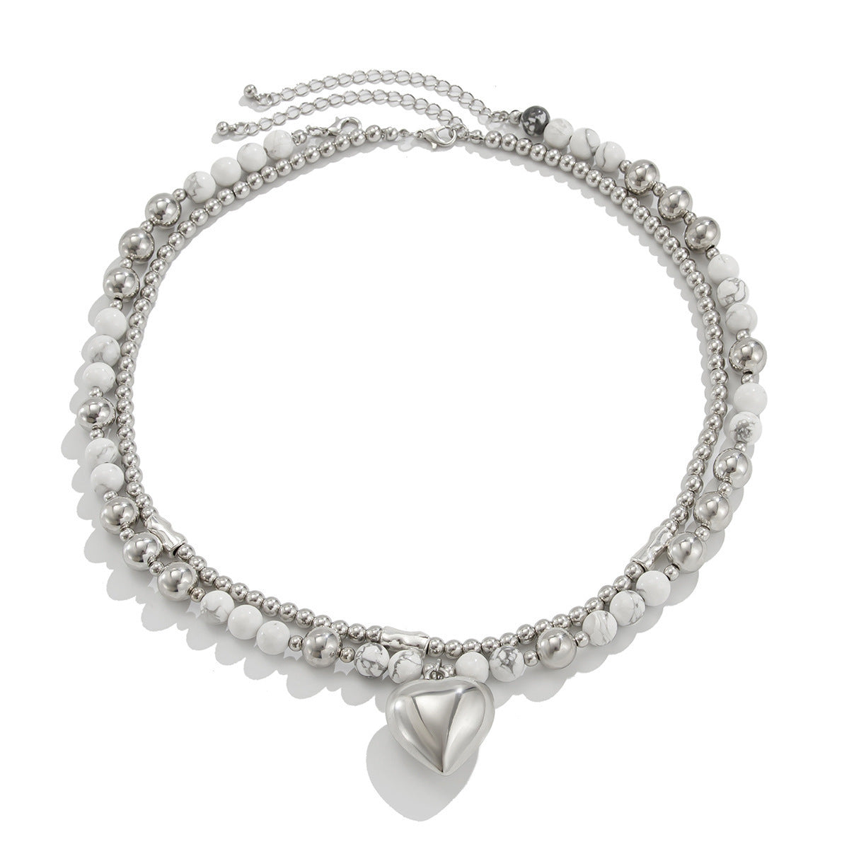 Simple Heart Shaped Suit Hip Hop Cool Metal Beaded Necklaces