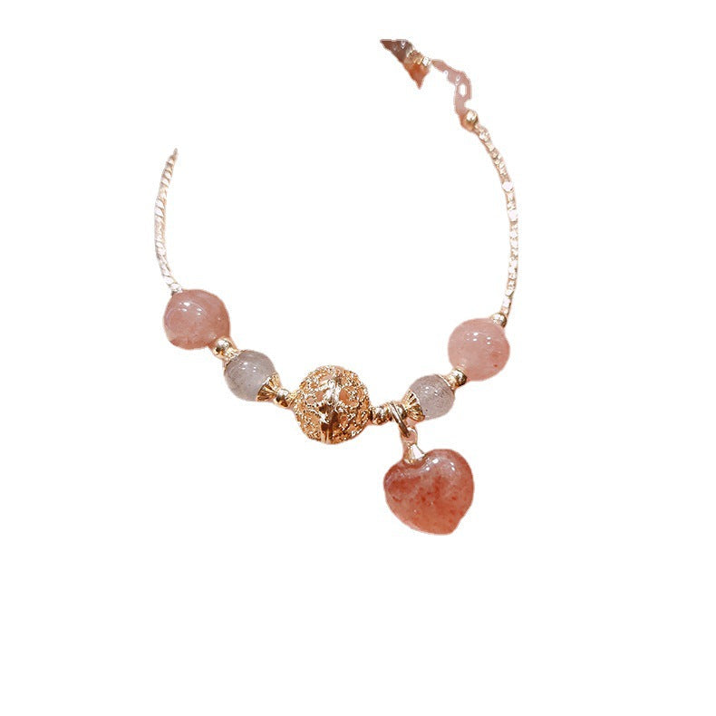 Peach Heart Female Trend Hollow Beads Gray Bracelets