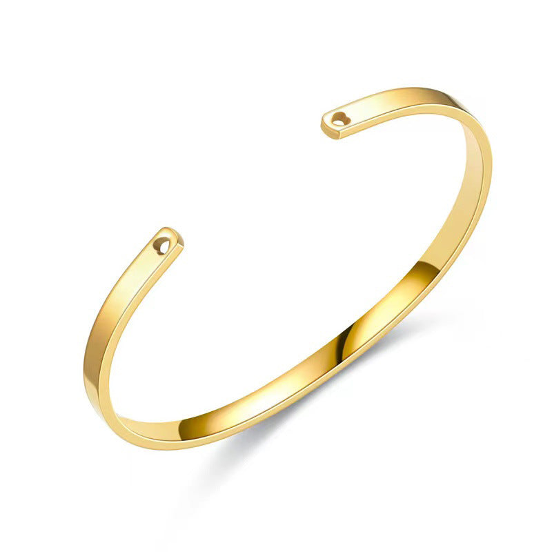 Heart Shaped Titanium Steel Plain Open Adjustable Bracelet