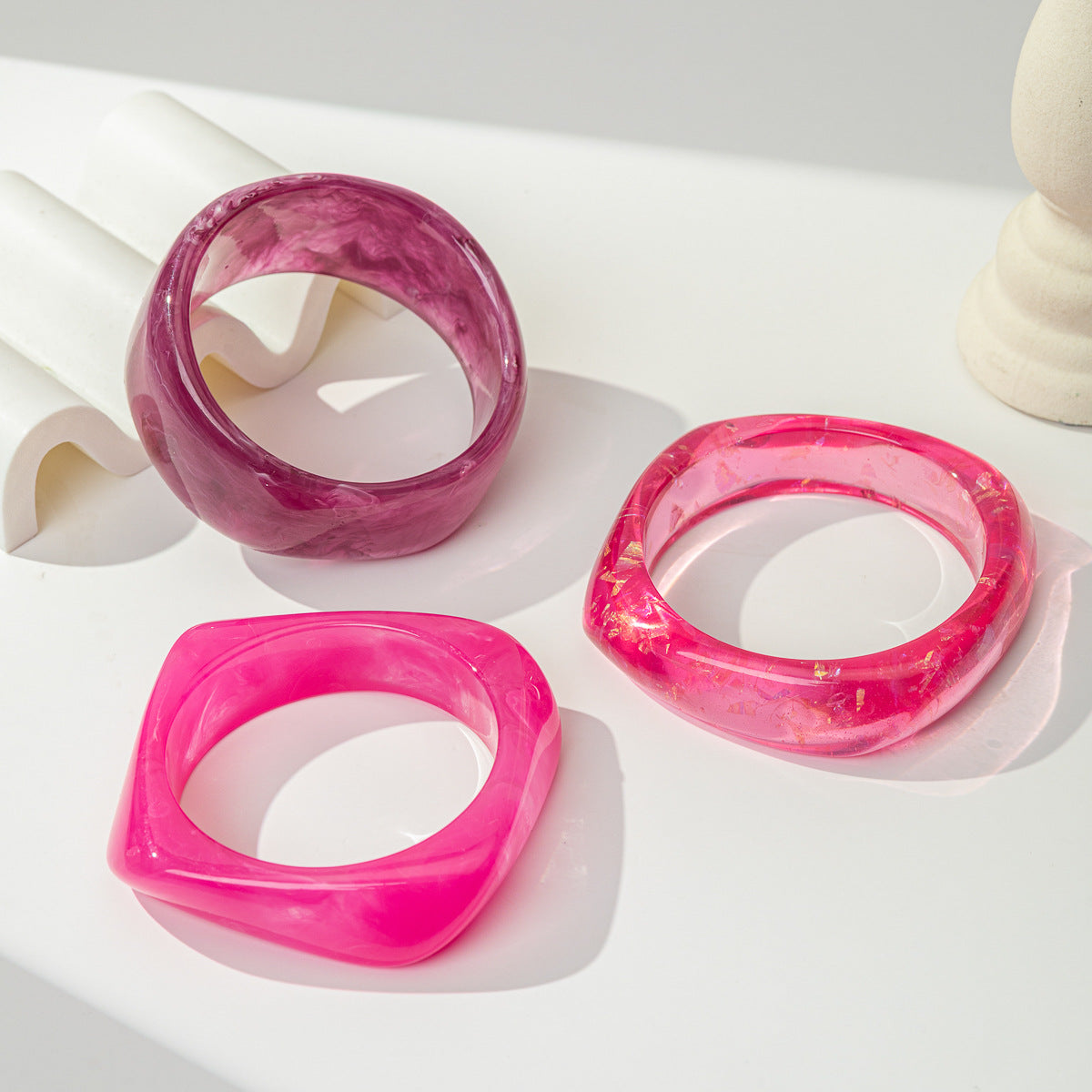 Geometric Square Irregular Translucent Resin Female Bracelet
