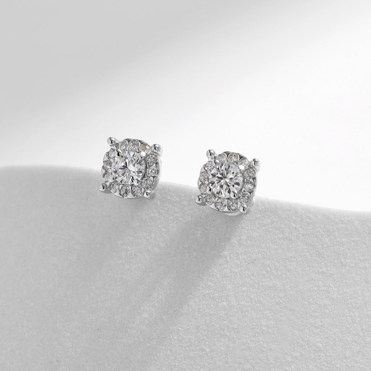 Classic Four-Prong D-Color VVS1 Moissanite Stud Earrings in Sterling Silver