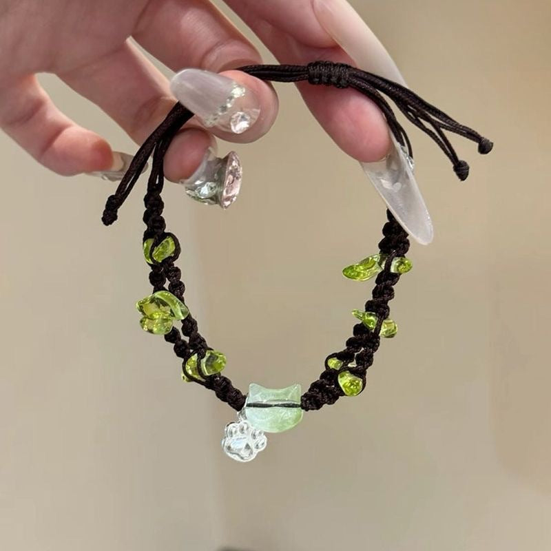 Gravel Kitty Good-looking Exquisite Sweet Hand Woven Rope Gift Bracelet