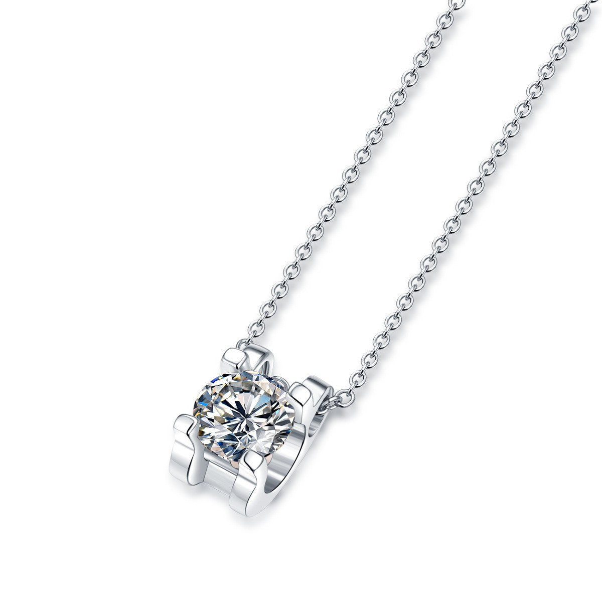 Bull Head Necklace in Sterling Silver with Premium D-Color VVS1 Moissanite – Adjustable Layered Pendant for Women