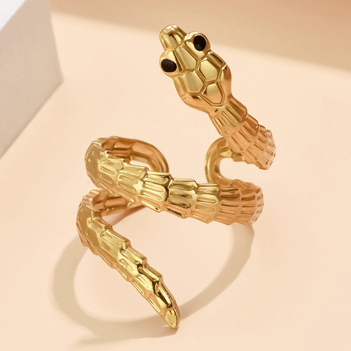 Dark Punk Animal Snake-shaped Stainless Steel Opening Ring