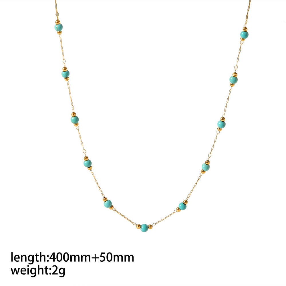 Irregular Natural Stone Gold Stainless Steel Necklaces