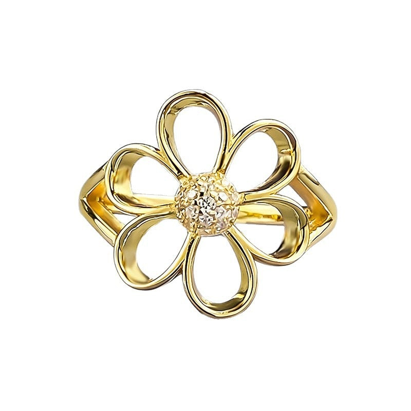 Exquisite Hollow Flower Female Style Sweet Personality Fashion Open Index Ring