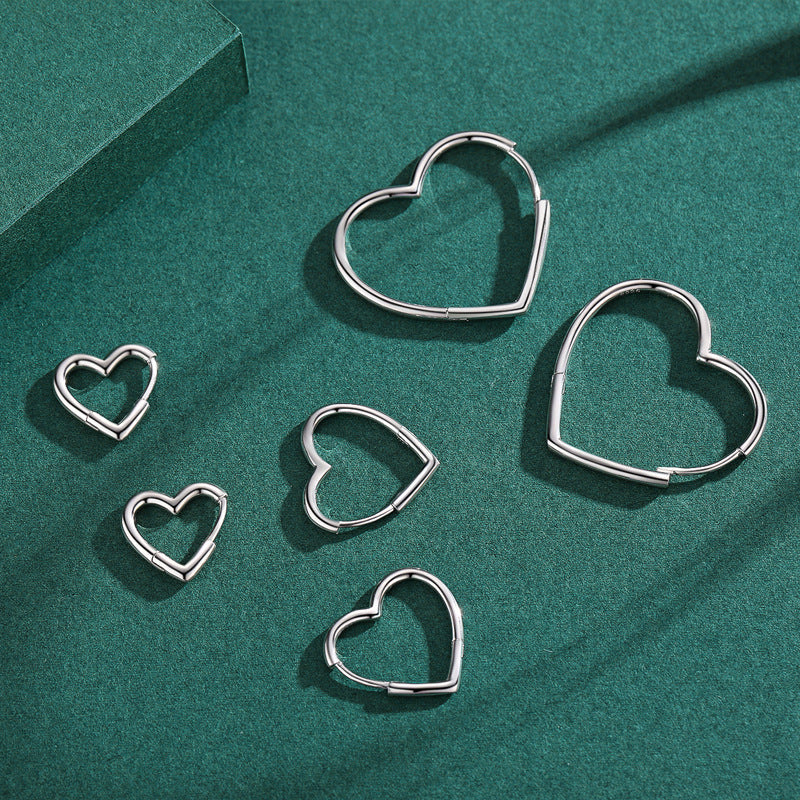 Sterling Silver Heart Huggie Hoop Earrings – Minimalist Everyday Jewelry