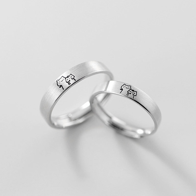 Couple Simple Cute Cartoon Niche Cat Ring