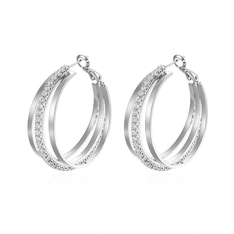 Retro Large Hoop Shaped Diamond French Temperament Affordable Luxury Earrings
