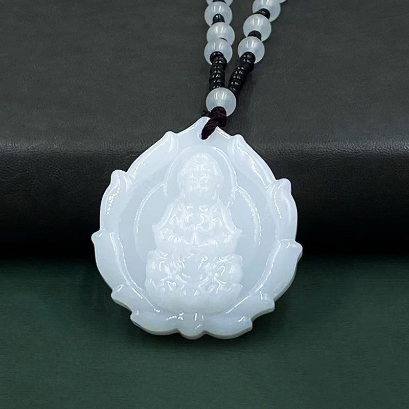 Women's & Men's Jade Avalokitesvara On The Lotus Throne Pendants