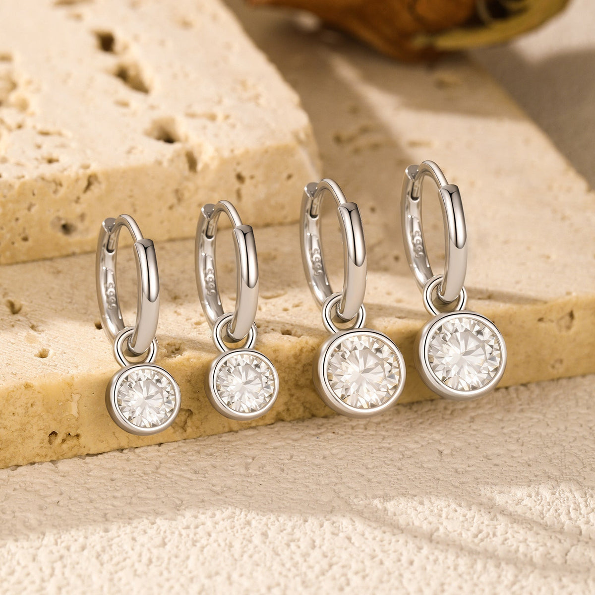 Round D-Color VVS1 Moissanite Bubble Pendant Earrings in Sterling Silver – Lightweight Geometric Pair for Everyday Elegance