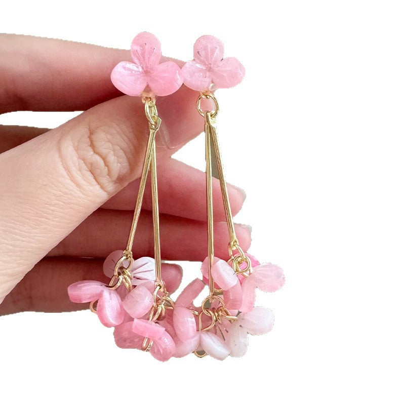 Super Fairy Flower Tassel Chinese Ancient Style Elegant Smart Earrings