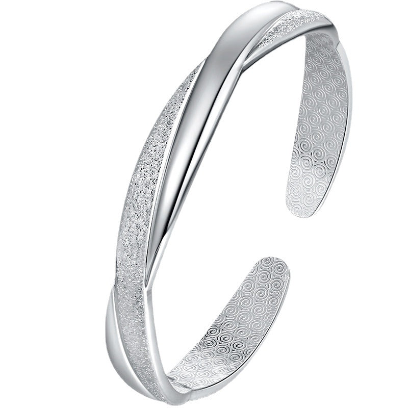 Women's Grinding Technology Opening Sier-plated Interwoven Love For Bracelets