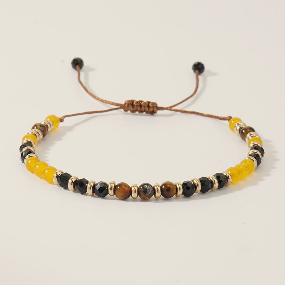 Pulling Rope Design Retro Style Colorful Stone Bracelets