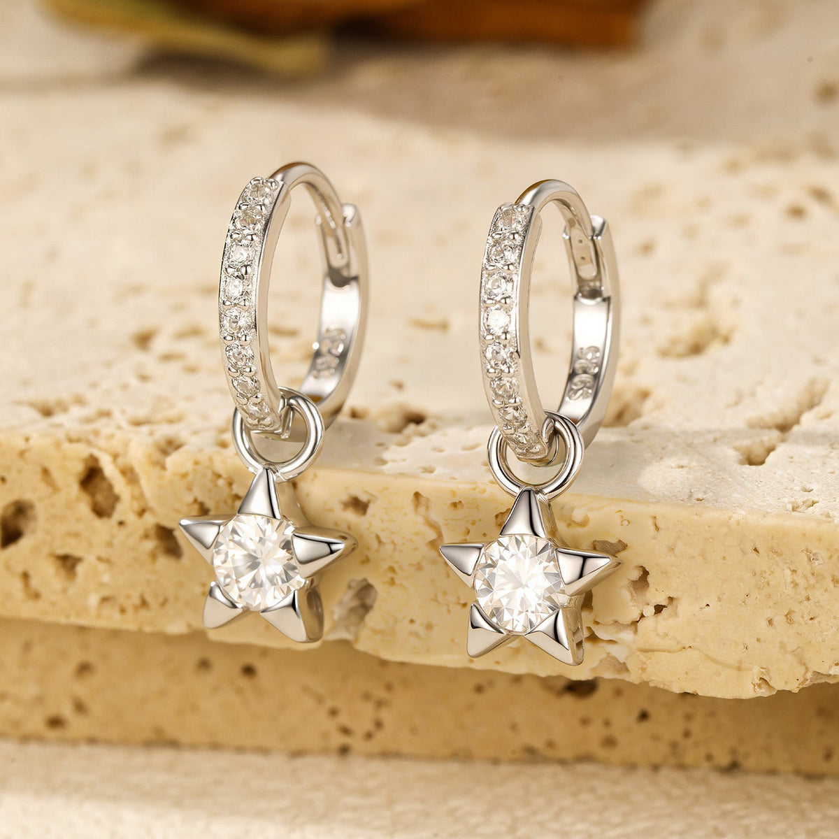 Star-Shaped D-Color VVS1 Moissanite Stud Earrings in Sterling Silver