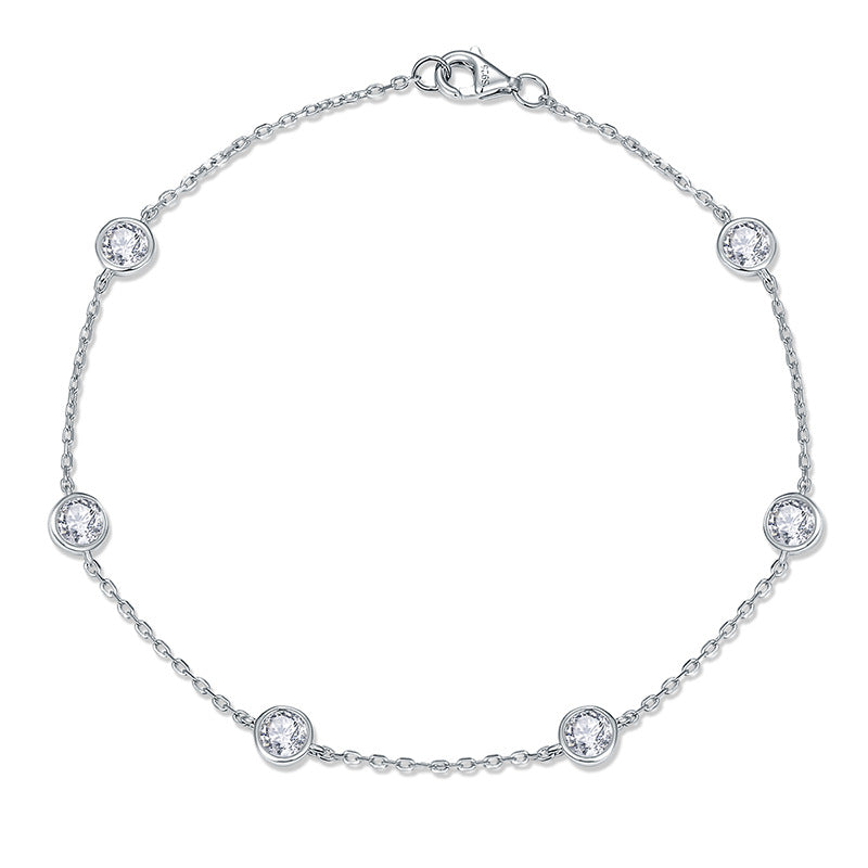 Stackable Bubble Necklace & Bracelet Set – 4mm Round Moissanite on 18K Gold-Plated Sterling Silver