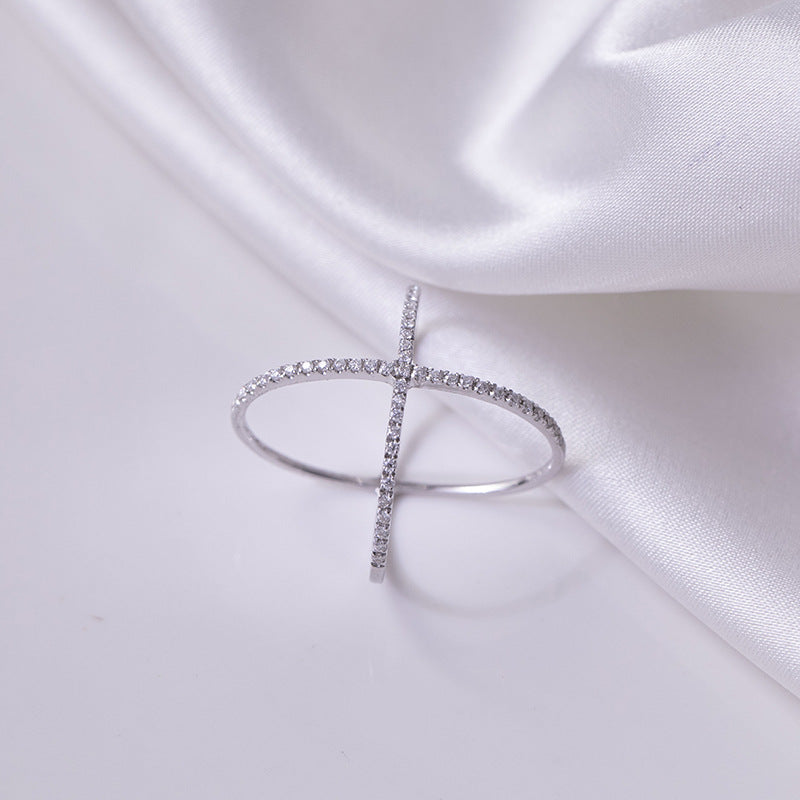 X-Shape Moissanite Stack Ring – D-E Color, VVS Clarity, 18K Gold Plated Sterling Silver