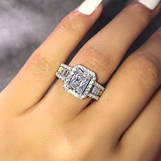 Women's Boutique Sterling Sier Zircon Engagement Wedding Rings