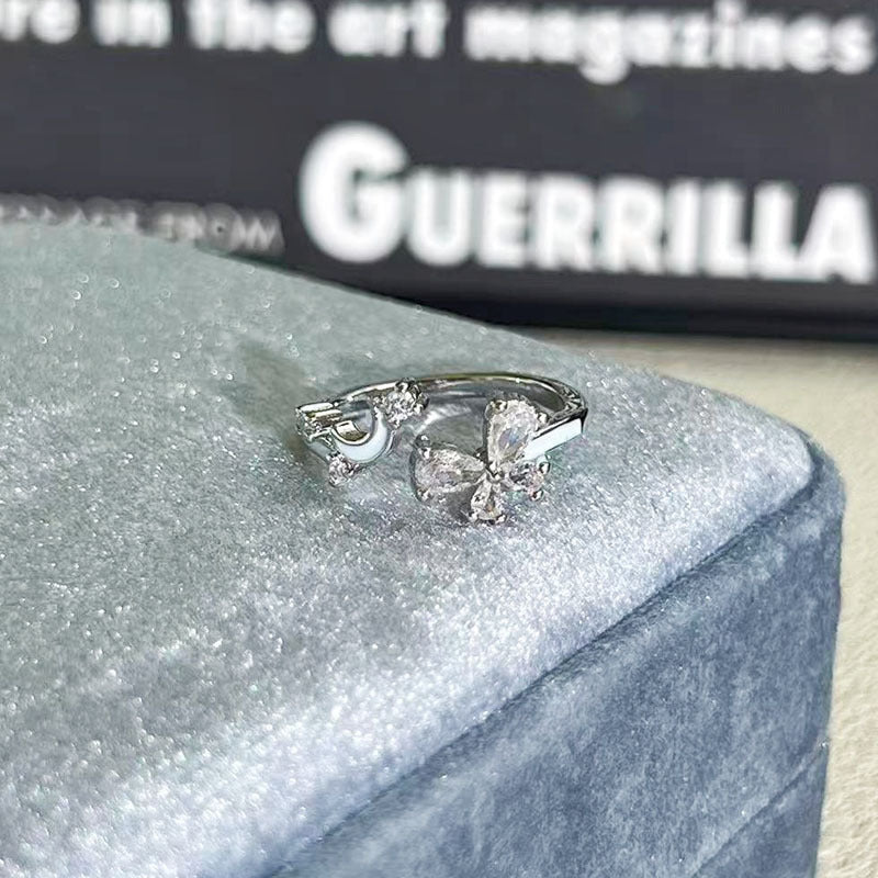 Shiny Diamond Female Cold Wind Simple Korean Style Niche Rings