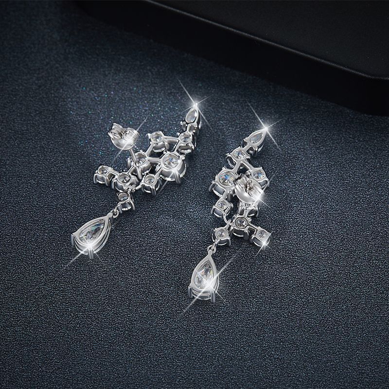 Luxe Pear-Shaped Moissanite Stud Earrings in 925 Sterling Silver