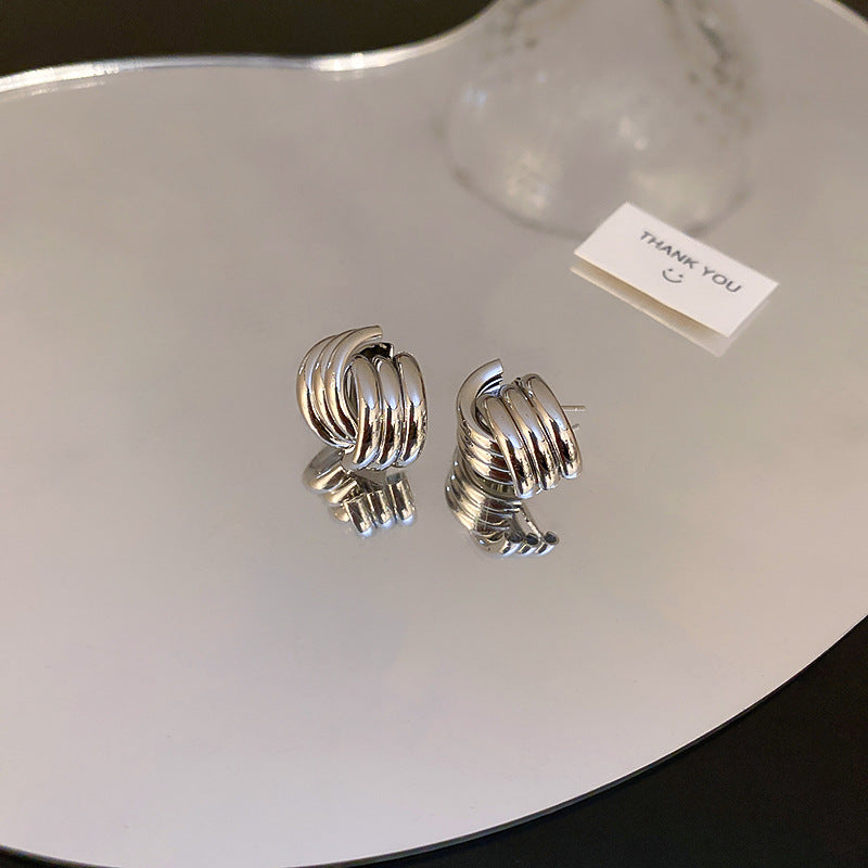 Women's Metal Geometric Staggered Sier Fashion Simple Rings