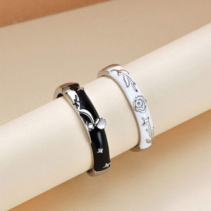 Women's & Men's Little Prince Rose Couple Design High-grade Ring