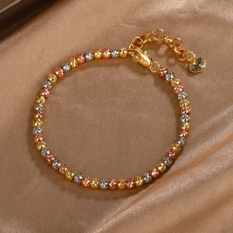 Women's Retro Elegance Electroplated Color Gold Ball Bead Chain Jewelry Set