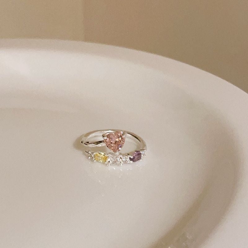 Love Heart-shaped Female Summer Light Luxury Minority Design Sense Ring