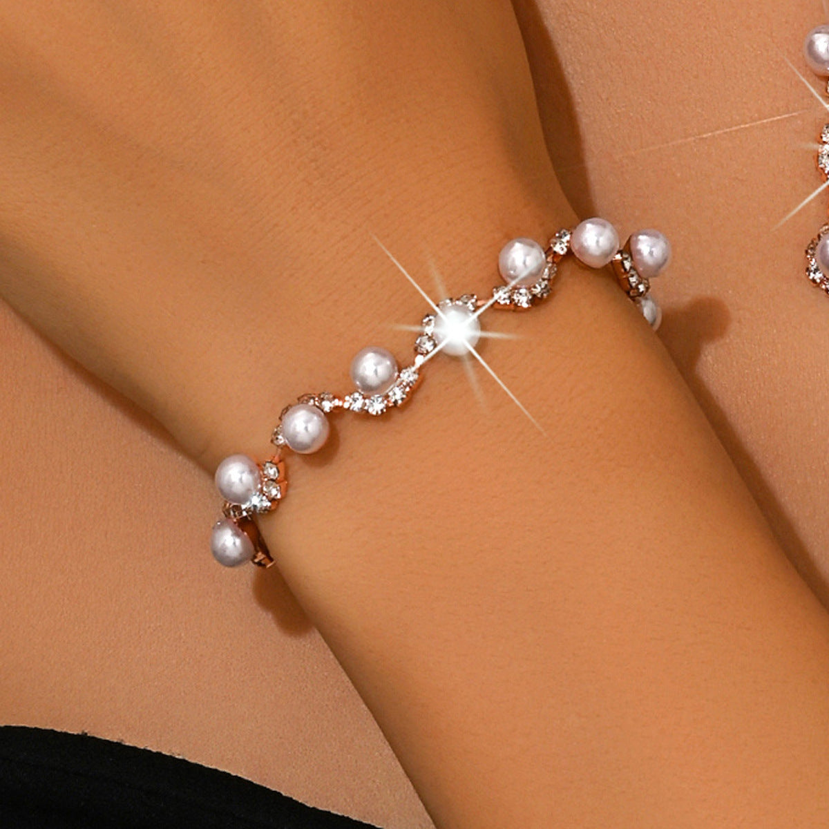 Bridal Popular Sunflower Rhinestone Pearl Three-piece Necklaces