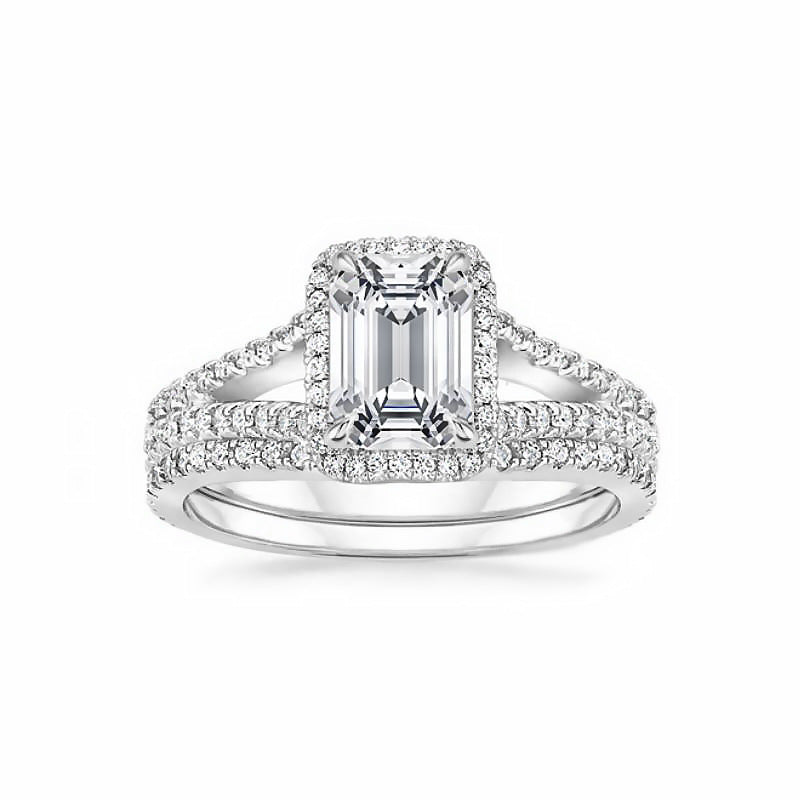 Moissanite Solitaire Ring in Sterling Silver with 18K White Gold Plating – Elegant French-Inspired Stackable Band for Women