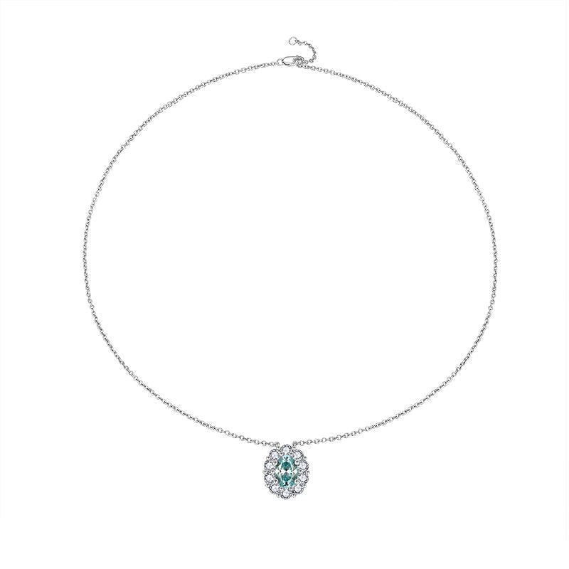 Paraba Blue Oval D-Color VVS1 Moissanite Pendant Necklace in Sterling Silver with 18K Gold Plating