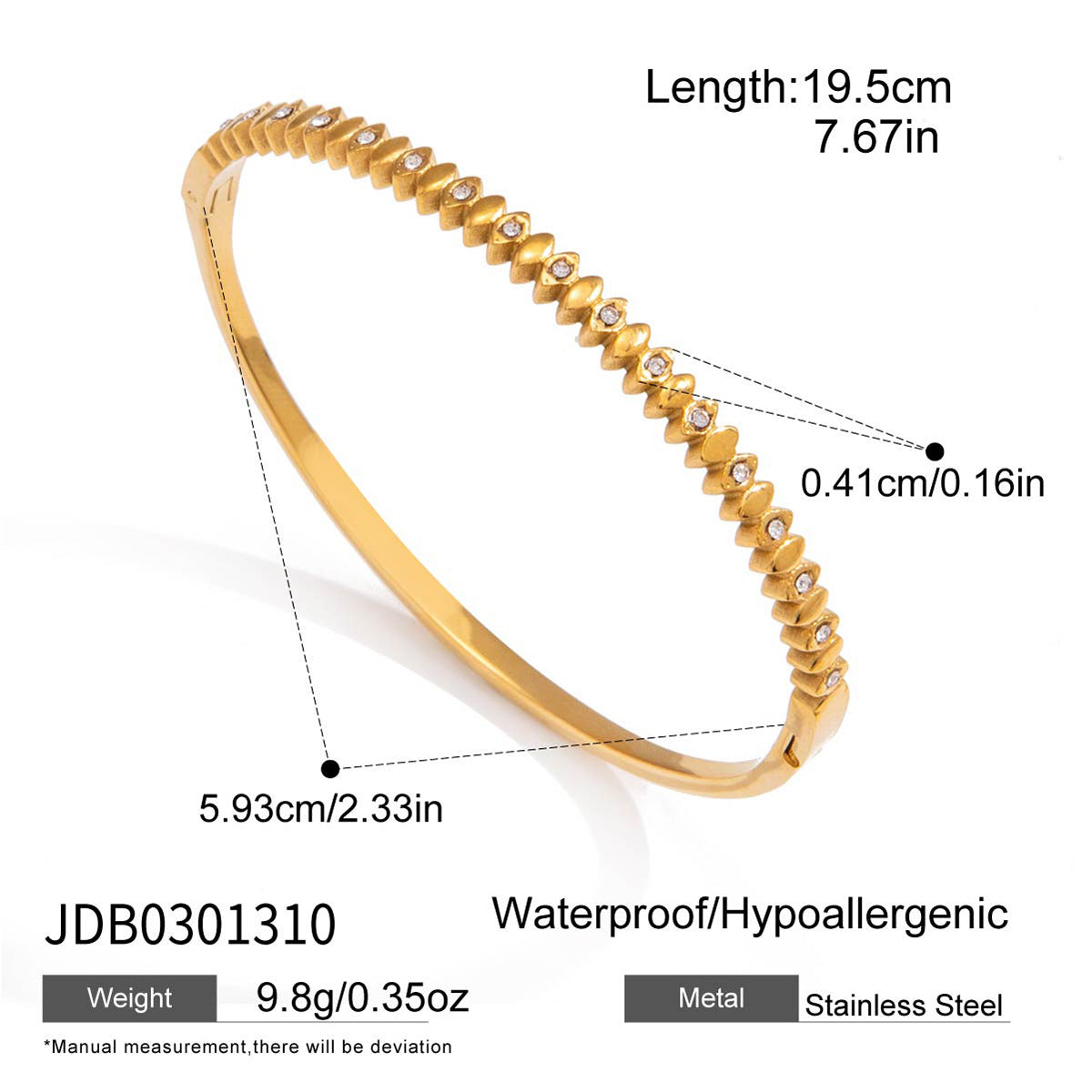 Women's Ding Stainless Steel Rhinestone Twin Titanium Light Bracelet