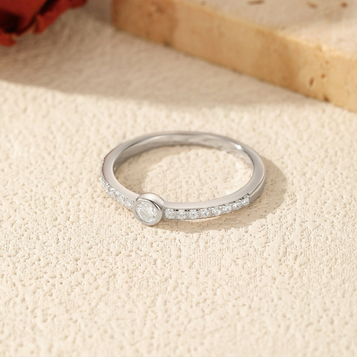 Bubble-Shape D-Color VVS1 Moissanite Engagement Ring in Sterling Silver for Women