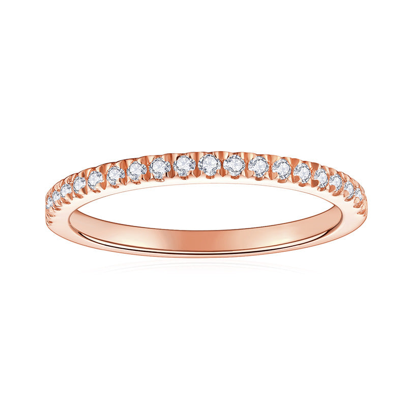 Stackable S925 Sterling Silver Moissanite Band Ring – White Gold, Yellow Gold & Rose Gold Options