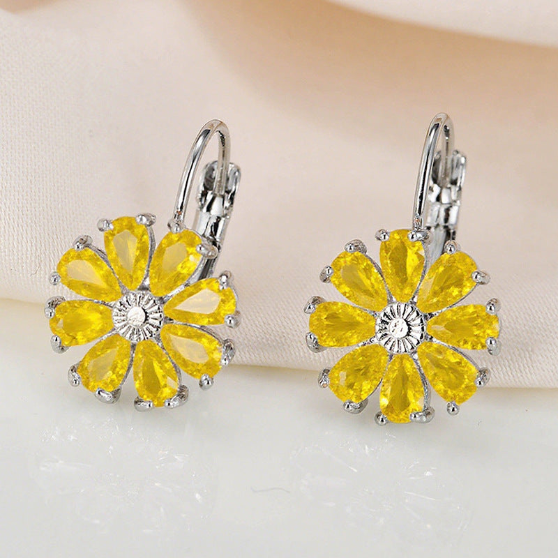 Round Full Diamond Simple Fashion Classic Crystal Zircon Temperament Earrings