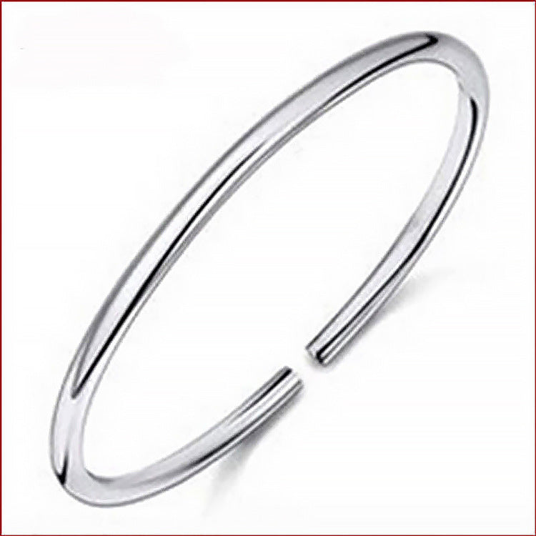 Women's & Men's Glossy Fashion Sier-plated Solid Version Bracelets