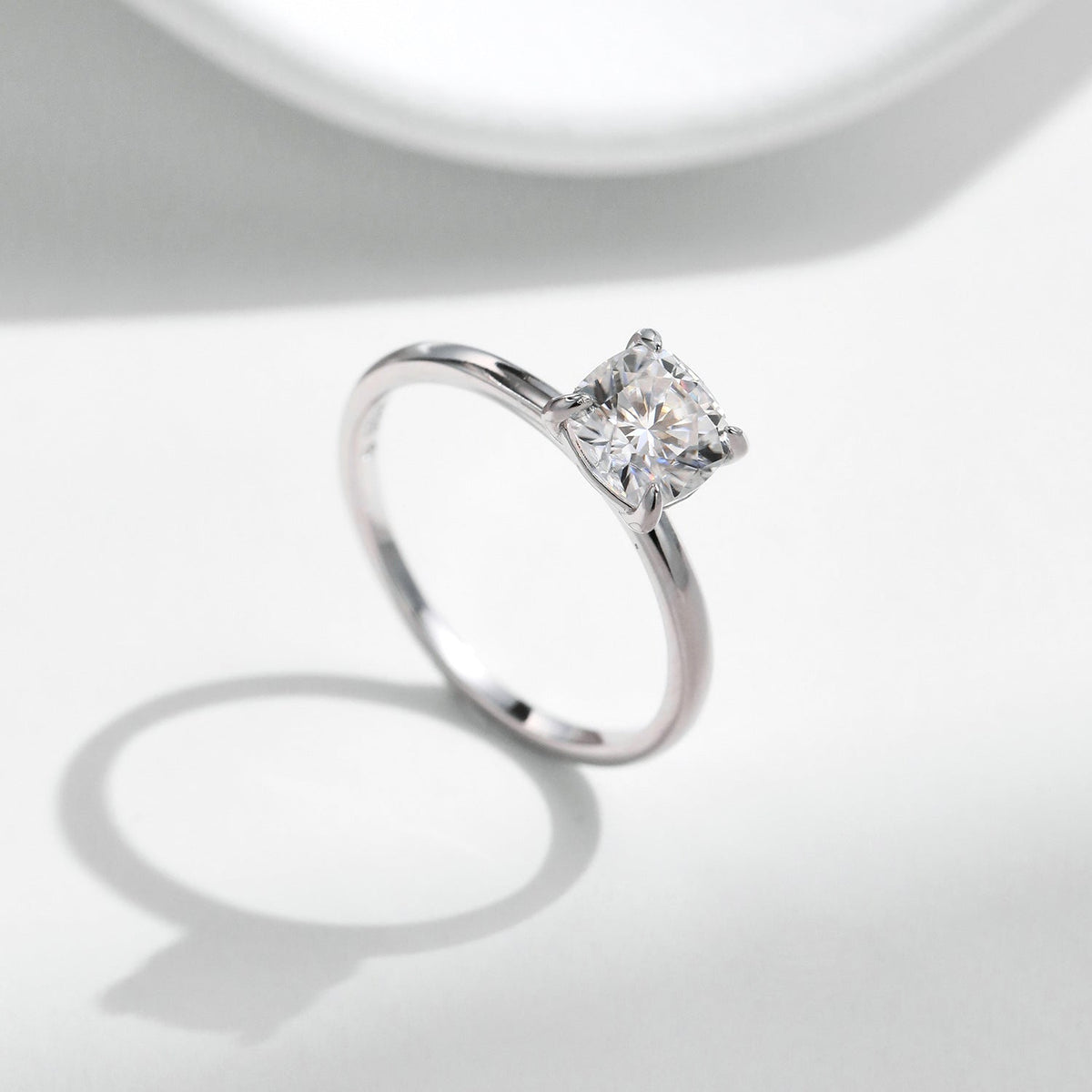 Classic Four-Prong D-Color VVS1 Moissanite Solitaire Engagement Ring in Sterling Silver