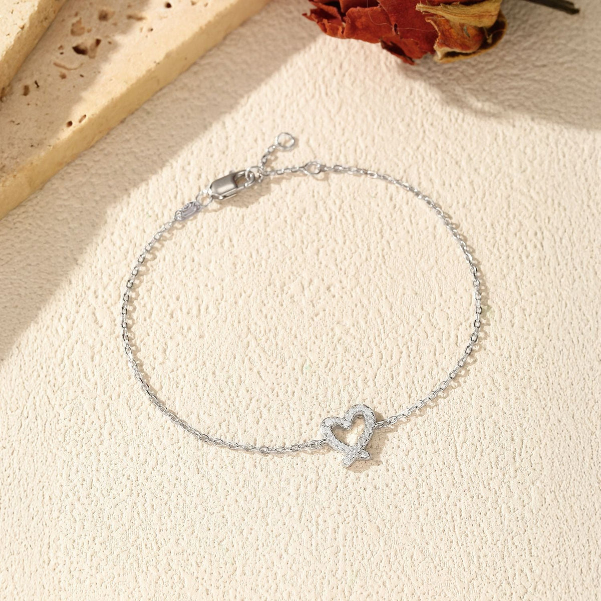 Heart-Shaped D-Color VVS1 Moissanite Bracelet in Sterling Silver for Women